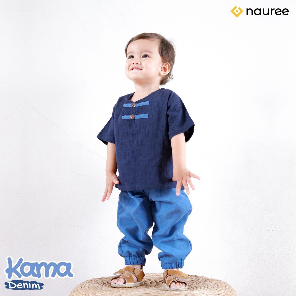 Nauree - Baju Setelan Anak Laki Laki Kama Untuk Usia 1 2 3 4 5 6 7 8 Tahun Warna Mustard Demin Polos Bahan Linen Crinkle &amp; Baby Coduroy Linen Crinkle Kualitas Premium Untuk Jalan Jalan Lembut Modern Lucu Trendy Murah Jahitan Rapih  &quot;