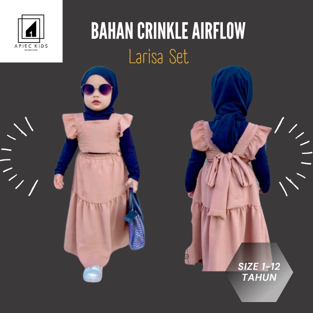 Larisa Set Crop Top Dan Rok Anak Perempuan Cewek Usia Umur 2 Sampai 12 Tahun Polos Simpel Bahan Crin