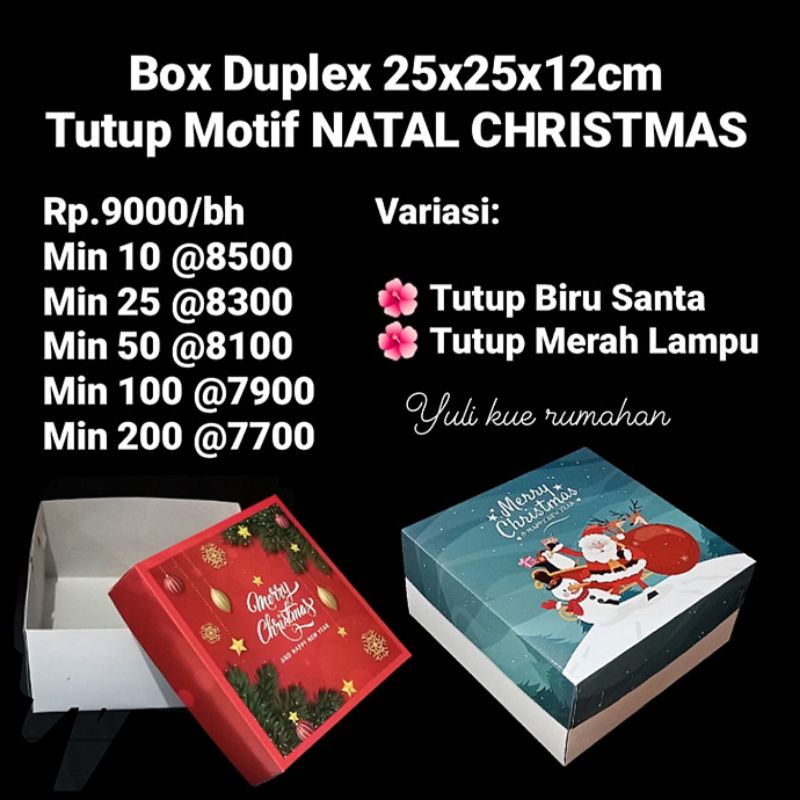 

Box Duplex 25x25x12cm Tutup Motif NATAL CHRISTMAS