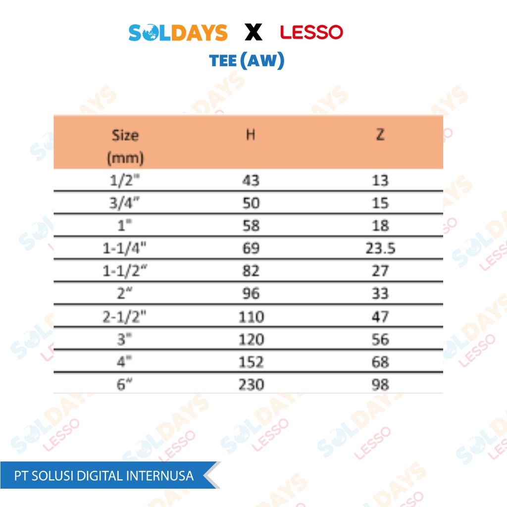 Lesso Tee (AW) 1 inch / T Tee (AW) 1&quot; / Sambungan Pipa / PVC Fittings