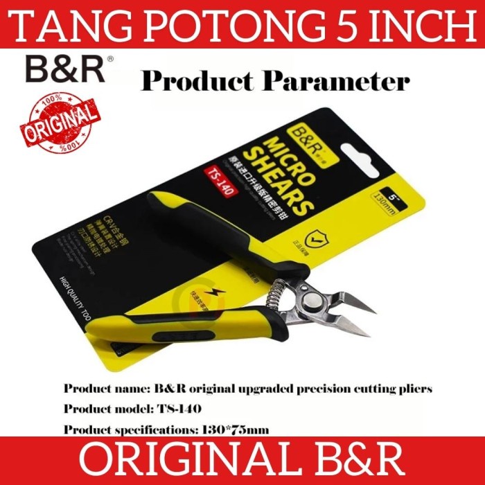 ORIGINAL B&amp;R TS-140 Tang Potong Kabel Presisi Cutting Pliers 5 Inch