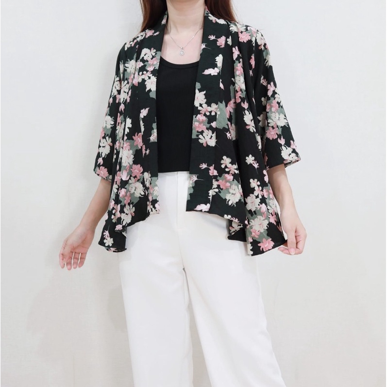 Cardigan crepe wanita murah / outer kimono wanita / cardigan panjang bunga / cardigan pantai / 3185