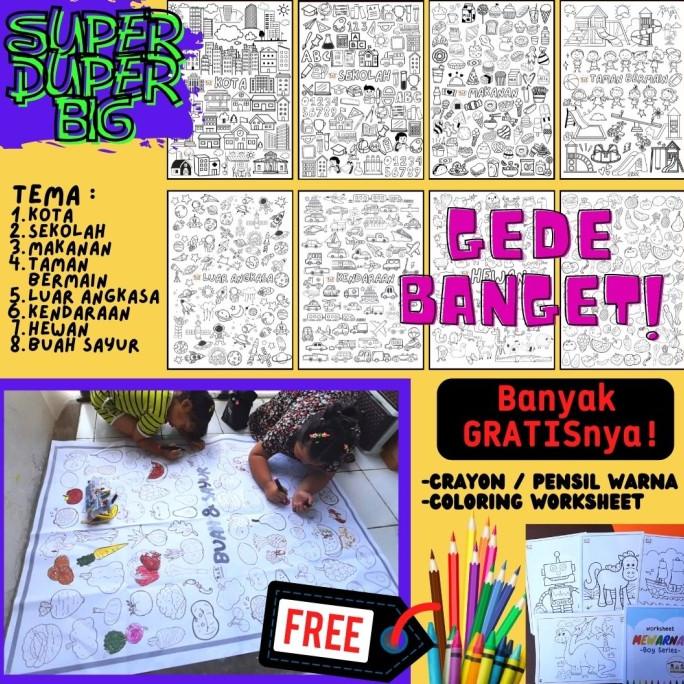 PROMO KERTAS MEWARNAI JUMBO Poster Mewarnai Raksasa Ukuran Besar Yukitadraw