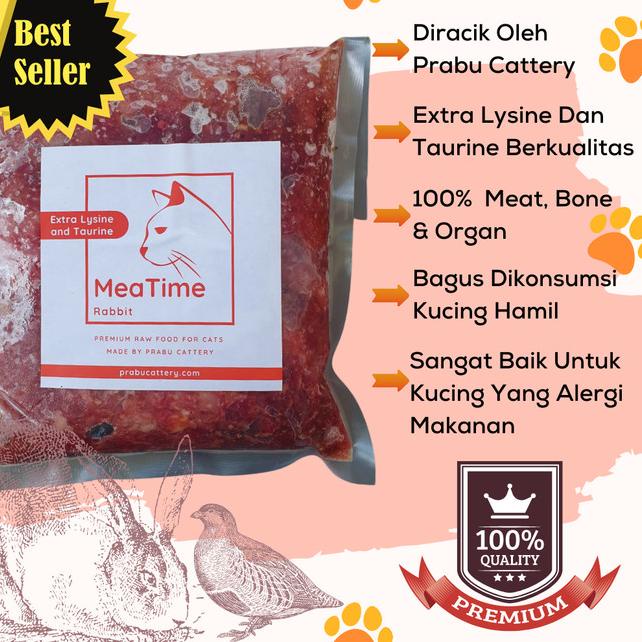 Meatime Rabbit, Makanan Kucing, Rawfood, Daging Kelinci Puyuh Giling