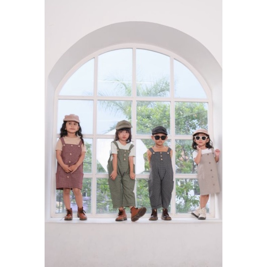 GIRL OVERALL TARTAN - Promo 10.10 Setelan Anak Jumper Bayi Kids Rok Dress Cewek Perempuan Katun Murah 1-4 Thn