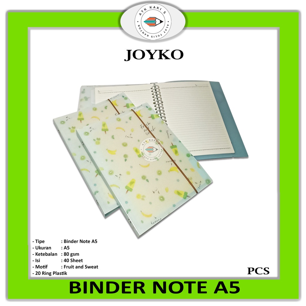 

JOYKO - Notebook - Binder Note A5 - Motif Fruit n Sweet - Pcs