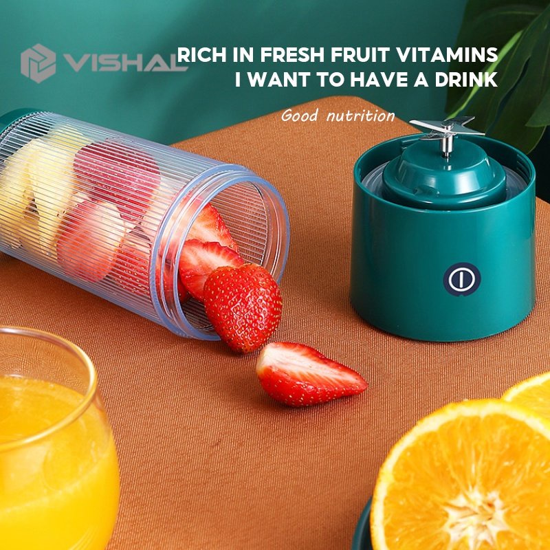 VISHAL Blender Portable 350ML Juicer Botol Juice Blender Cup USB Electric Blender/4 Mata Pisau Juicer VS-1856