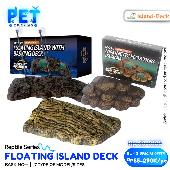 PROMO TURTLE BANK ISLAND AQUARIUM TEMPAT BERJEMUR BASKING RAM KURA AIR