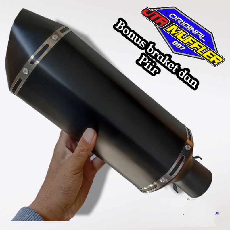 Silincer Silencer knalpot akrapovic polos black suara bass adem inlet 50mm
