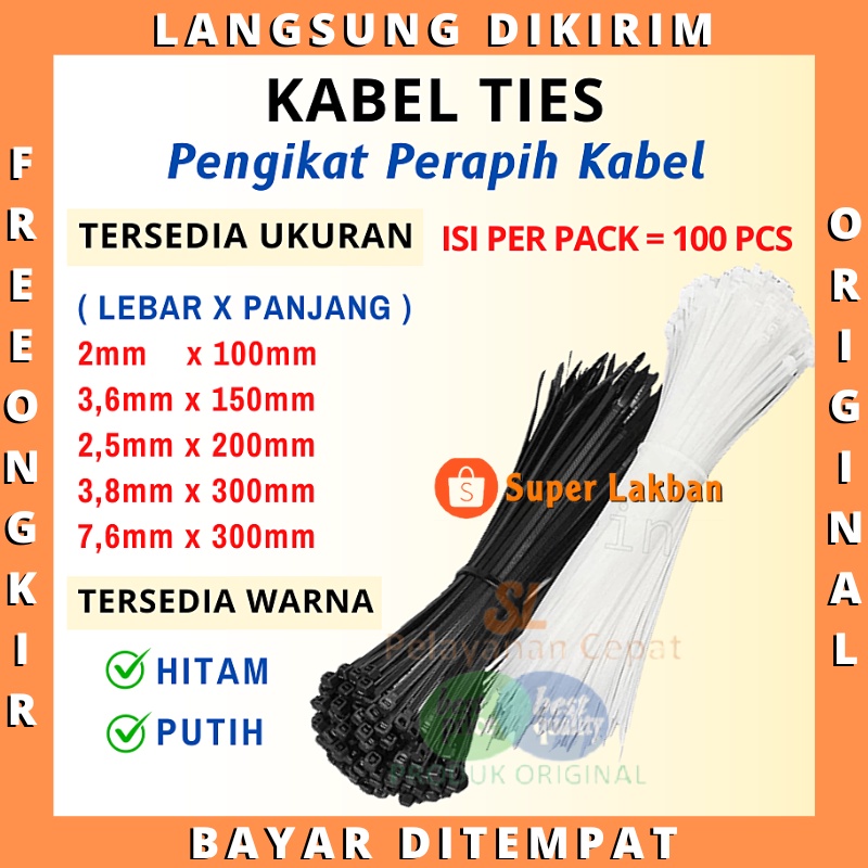 Kabel Tis Besar Kecil Pengikat Kabel Super Kuat Cable Tie Bermacam Ukuran Berkualitas Putih Hitam