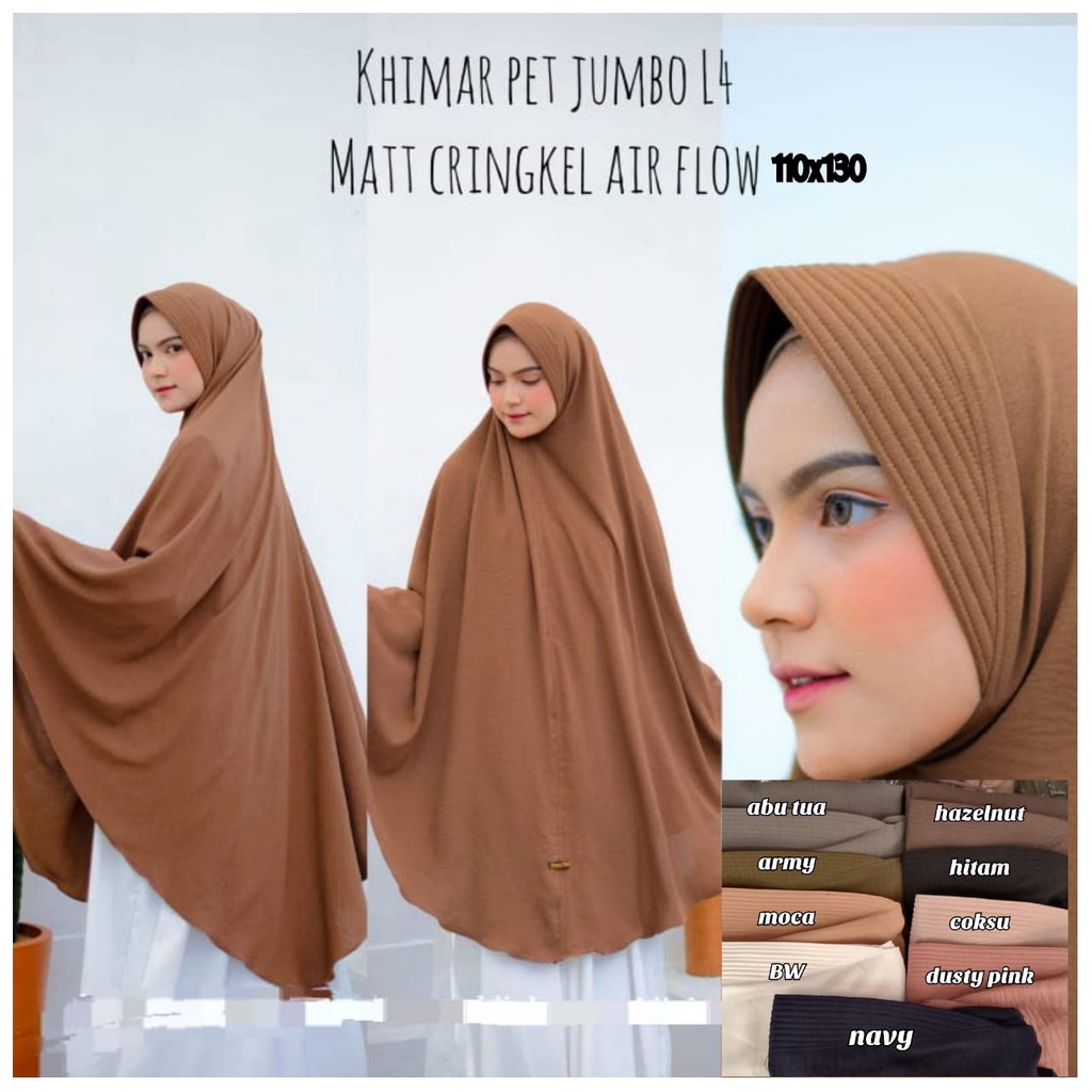 KERUDUNG BERGO PET JUMBO HIJAB CRINKLE AIRFLOW XXXL