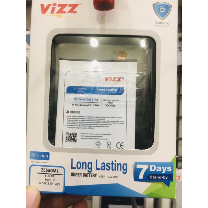 Baterai Asus Zenfone 2 5.5 Inchi ZE550ML ZE551ML Z00AD Z008D C11P1424 2900mAh Double Power Vizz Pack