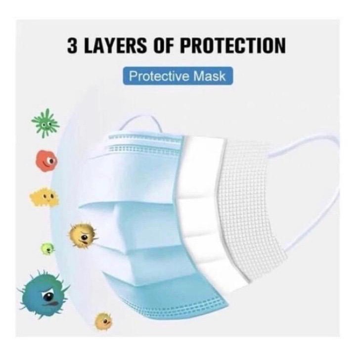 Masker 3PLY PLASTIK Packing Disposable Protective Mask Earloop Masker Pelindung/Anti Bakteri