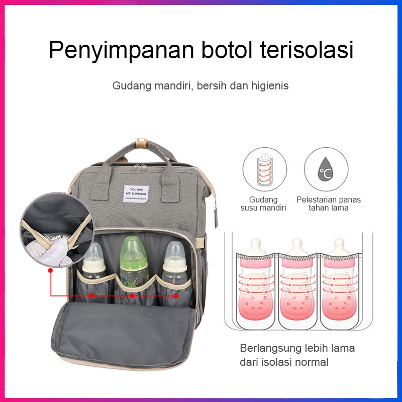 Tas Ransel Perlengkapan Bayi/Ranjang Lipat Diaper Bag / Baby Backpack - Wj