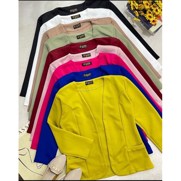 Blazer Scuba Outer Outfit Korean Style Atasan Blazer Wanita Hijab Kekinian Terlaris Terbaru