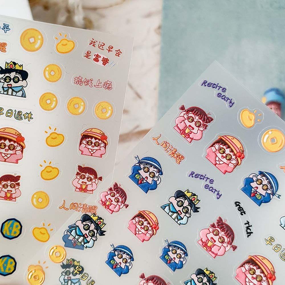 [Elegan] Kartun Stiker Kuku Fashion Perekat Diri Kucing Hewan Manikur Aksesoris Crayon Shin Chan Nail Art Dekorasi