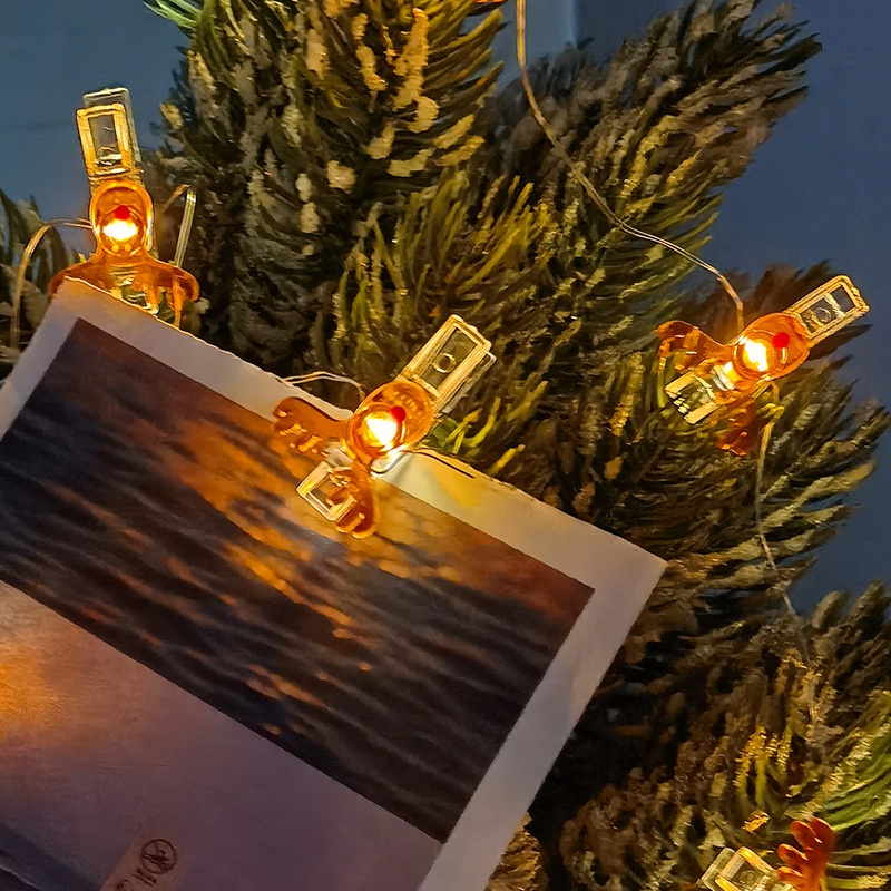 Lampu String LED Dengan Klip Foto Tenaga Baterai Untuk Dekorasi Natal