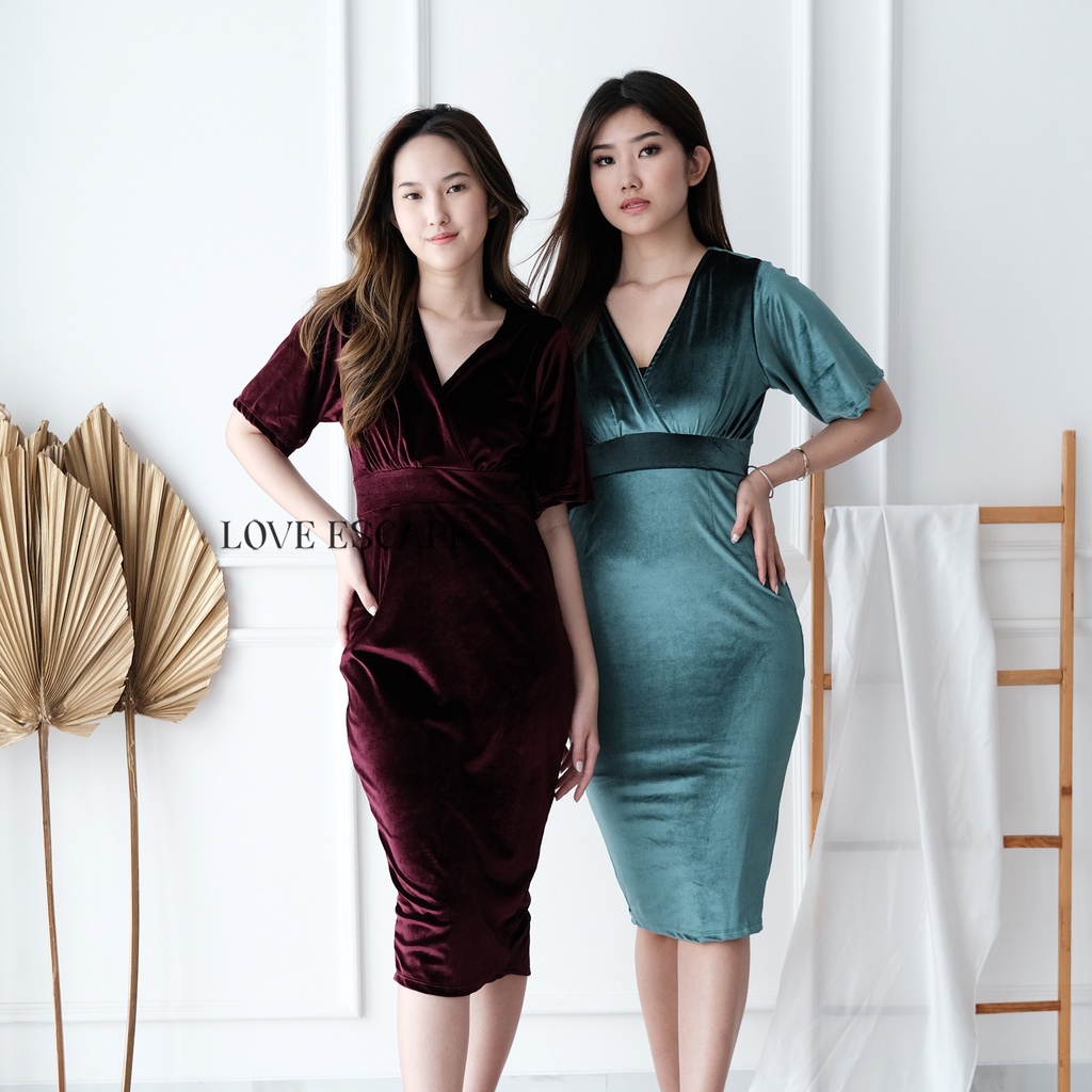 LOVE ESCAPE  Dress Casual Wanita/ Dress Pendek Wanita/Dress Pesta Wanita/ Dress Velvet/ Terusan Velv