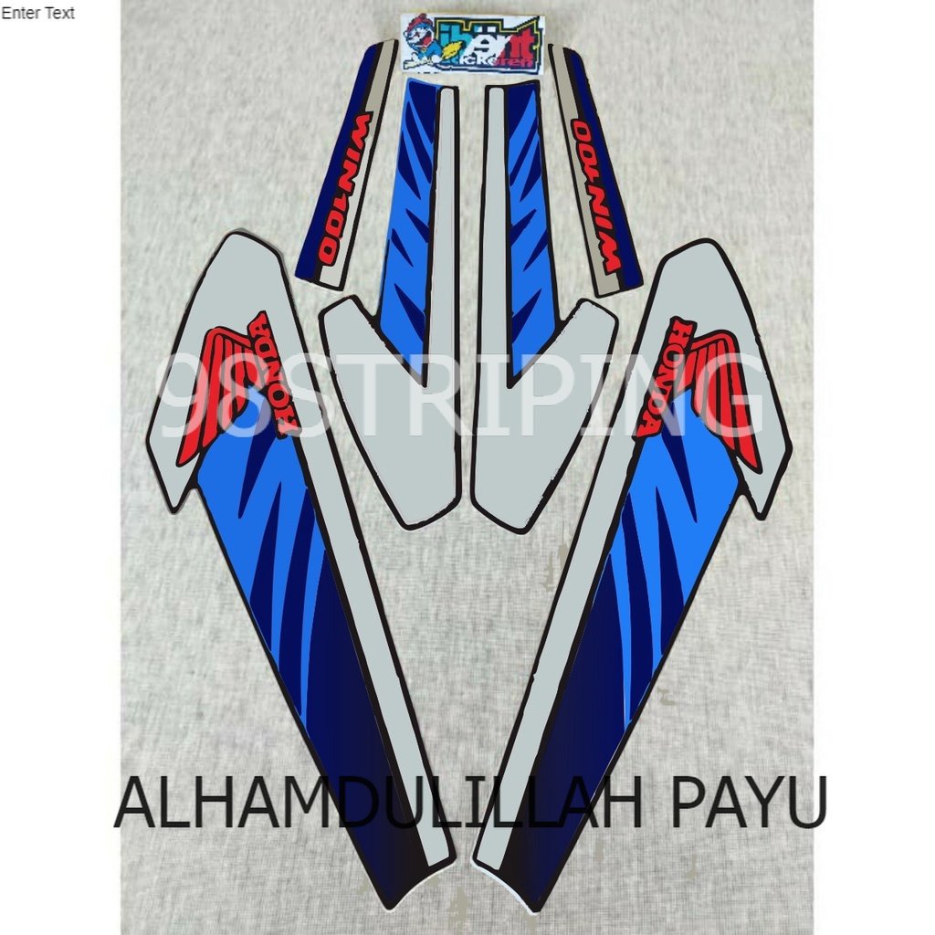 STRIPING LIS STANDAR ORI HONDA WIN100 WIN 100 BIRU SILVER TAHUN 1996 1997 POLET STIKER