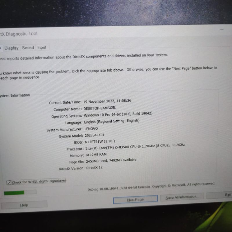 Laptop Lenovo Thinkpad T480 Cor i5-8350U Gen 8 Ram 8GB SSD 256GB Keyboard backlight Layar FHD IPS mulus ok