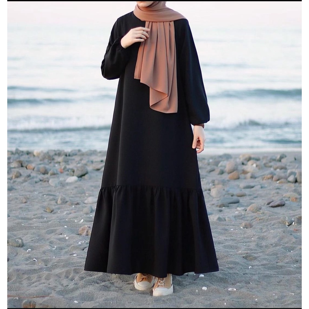 GAMIS HITAM PREMIUM | BAHAN RAYON TWILL [ LIMITED ] GHIANA BLACK