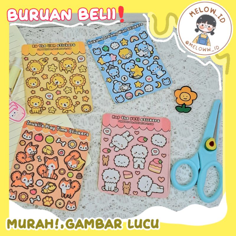 

[Bisa COD] Stiker set,lucu,buat journal,catatan [ BELUM DI CUTTING/KISS CUT ! ]