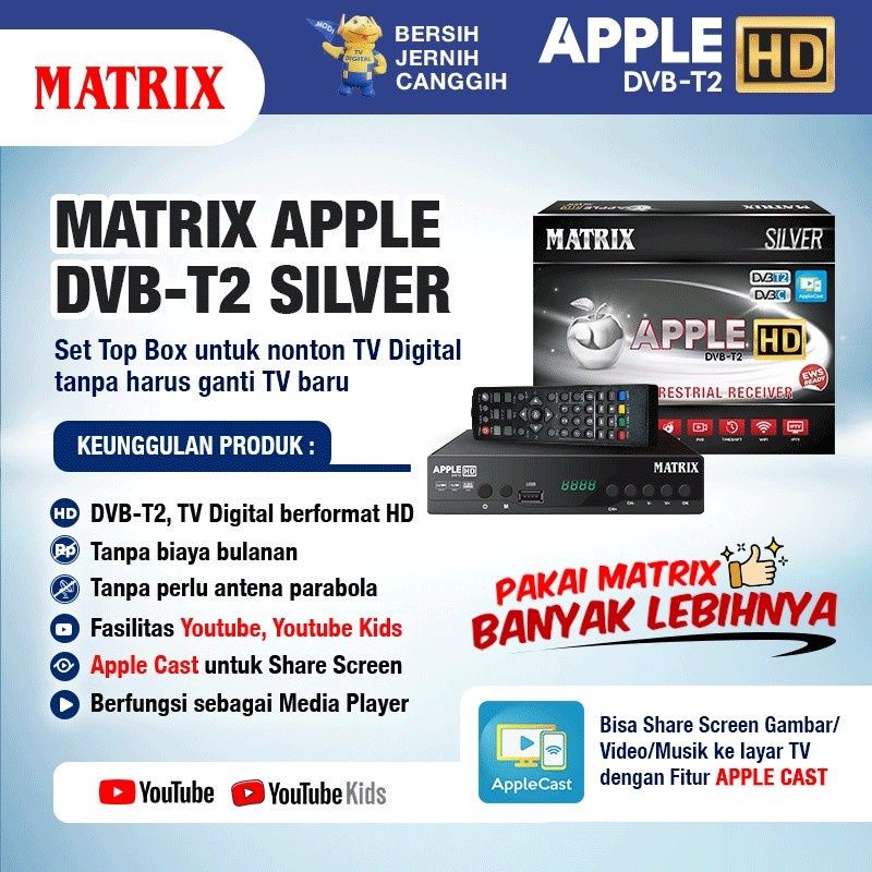 Set Top Box Matrix Apple Merah Kuning Pengganti Siaran Digital TV / STB Dvb Digital T2