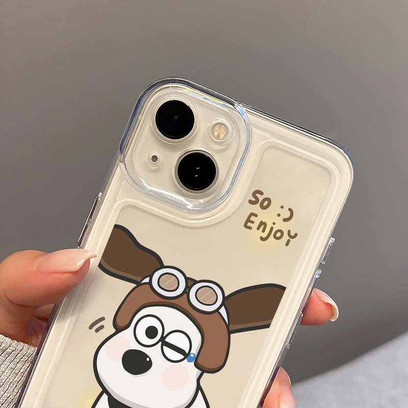 IPHONE Pilot Dog Soft Phone Case Kompatibel Untuk Iphone14 13 12 11 Pro XS Max XR X8 7 Plus Casing Transparan Silikon TPU Shockproof Cover