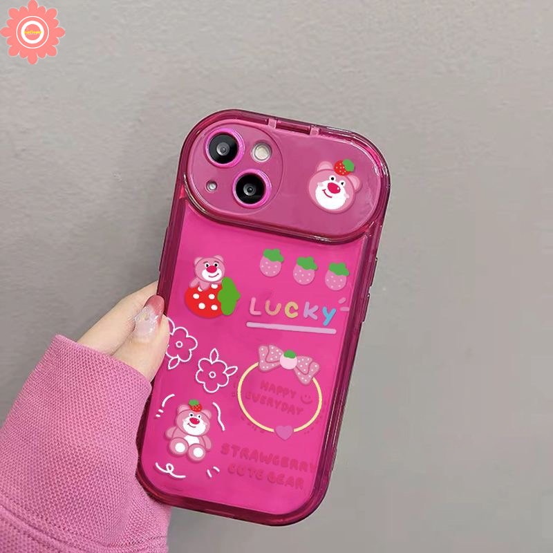 Toy Story Lucu Alien Strawberry Bear Losto Case Untuk Oppo A57 A7 A5s A12 A15 A15s A3s A77 A11K A53 A9 A5 A31 A33 2020 A35 A77S Flip Make Up Mirror Soft Back Cover Case