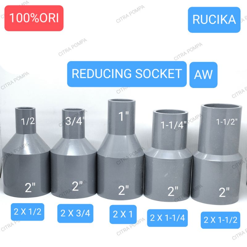 RUCIKA REDUCING SOCKET 2 X 1/2" AW / PLOK SOCKET 2 X 3/4" AW  2 X 1" AW  2 X 1-1/4" AW 2 X 11/2" AW