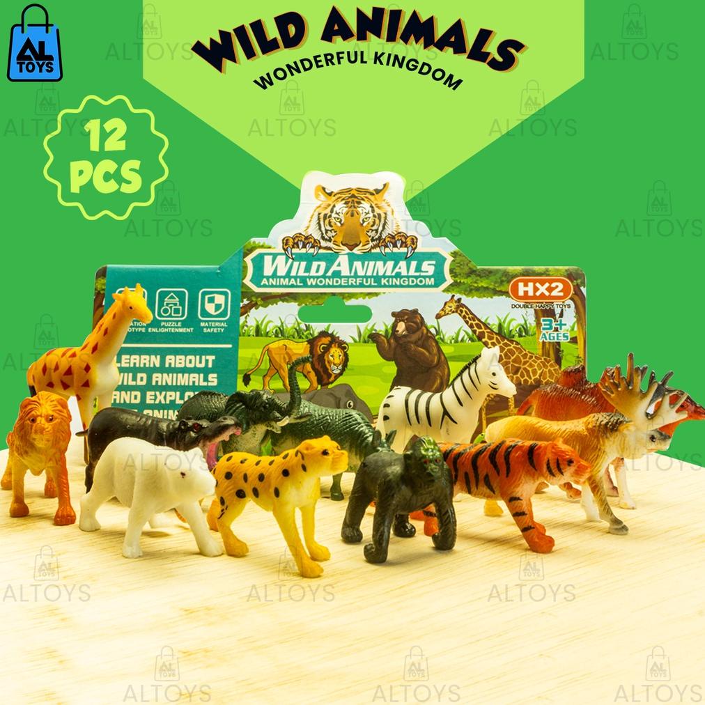 PRODUK- WILD ANIMAL SET MAINAN HEWAN HUTAN SET 12 JENIS BERUANG / GORILA / SINGA / JERAPAH / UNTA / 