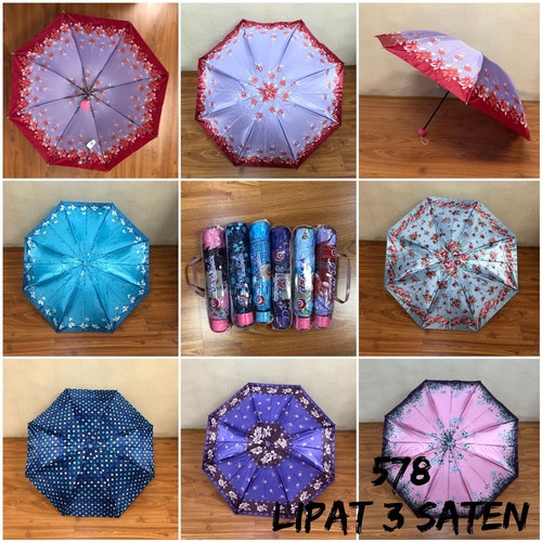 PAYUNG LIPAT 3 SATEN KEMBANG ANTI ANGIN