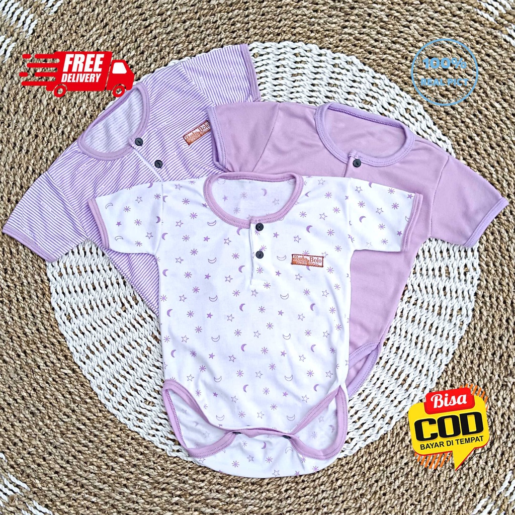 SALE 7.7 Serian Lilac - 3 pcs Jumper Bayi LILAC SERIES 0 sd 6 Bulan merk SNI Bolo - Bolo / Baju Bayi JUMPER Serian Lilac