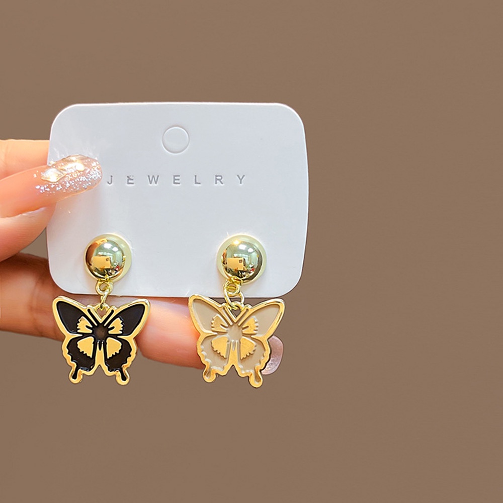 Anting Stud Enamel Bentuk Hewan Butterfly Warna Campur Untuk Wanita