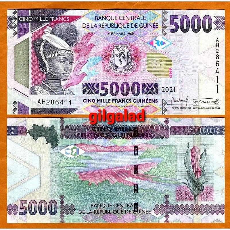 GUINEA 5000 FRANC 2021 UANG ASING GRESS