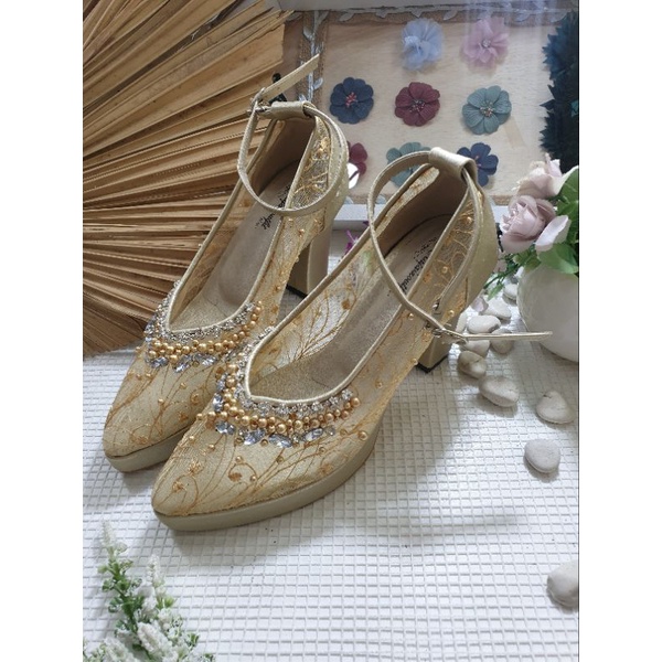 sepatu wanita mersyan gold tali 9cm tahu