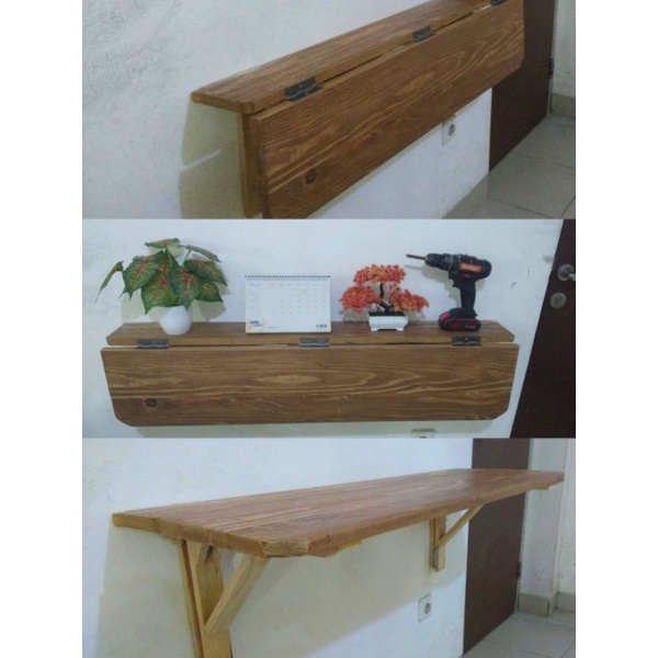 Meja lipat/Meja belajar/ meja kantor/MEJA DINDING LIPAT FULL KAYU