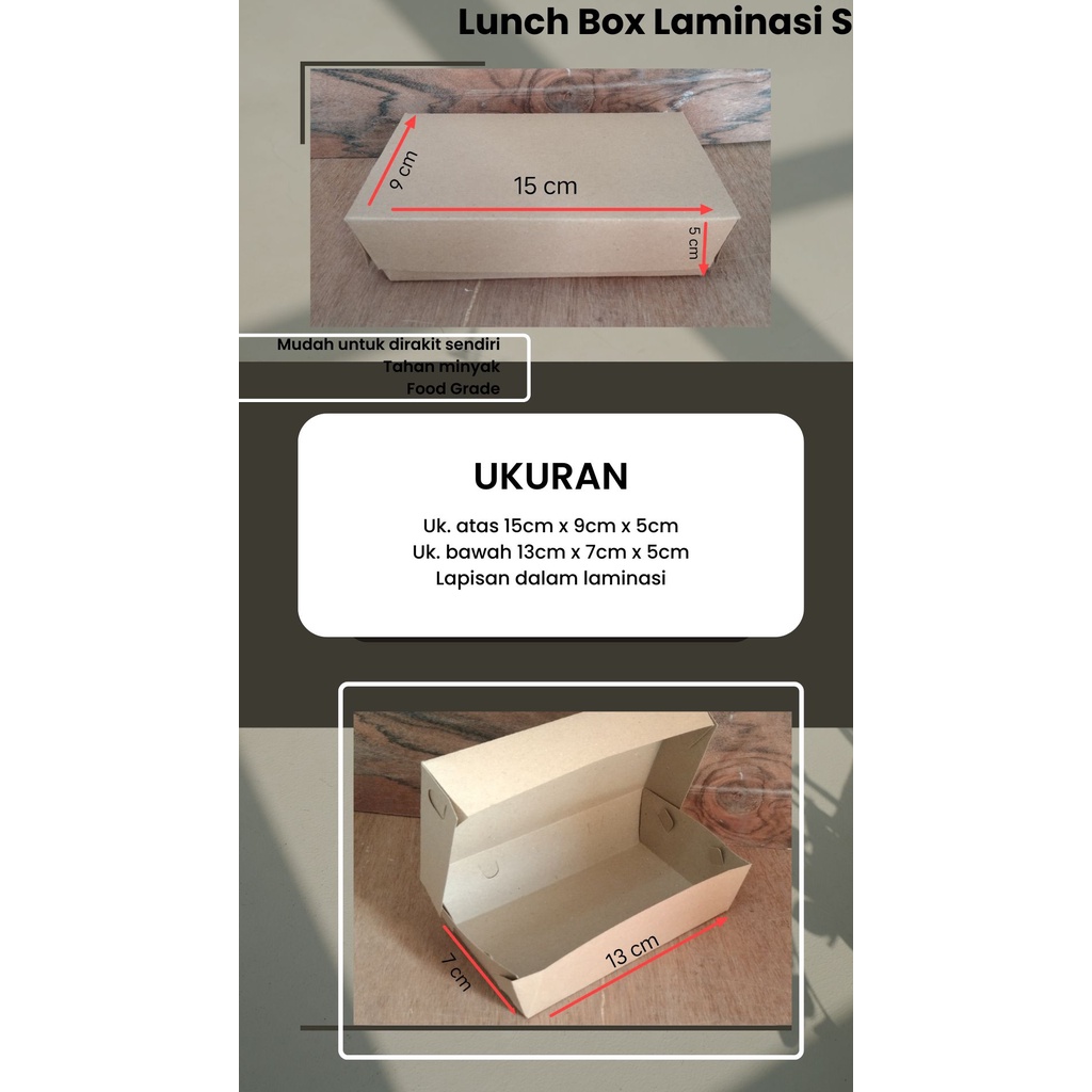 Kraft Paper Lunch Box S - Lunch box panjang/box kraft rakitan/kotak makan bahan kraft S/kotak makan 