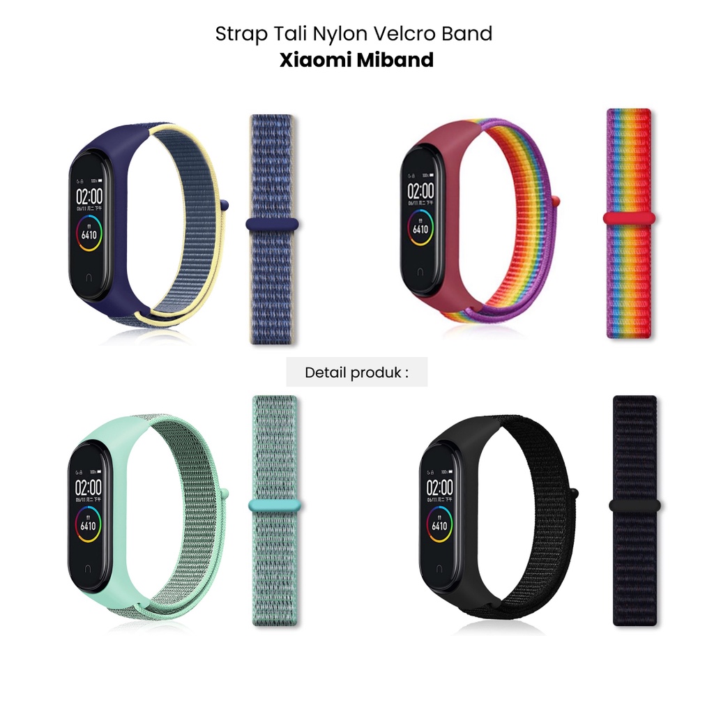 Tali Strap Xiaomi Mi Band 3 4 5 6 7 Nylon Velcro Colorful Replacement Band Breathable Soft