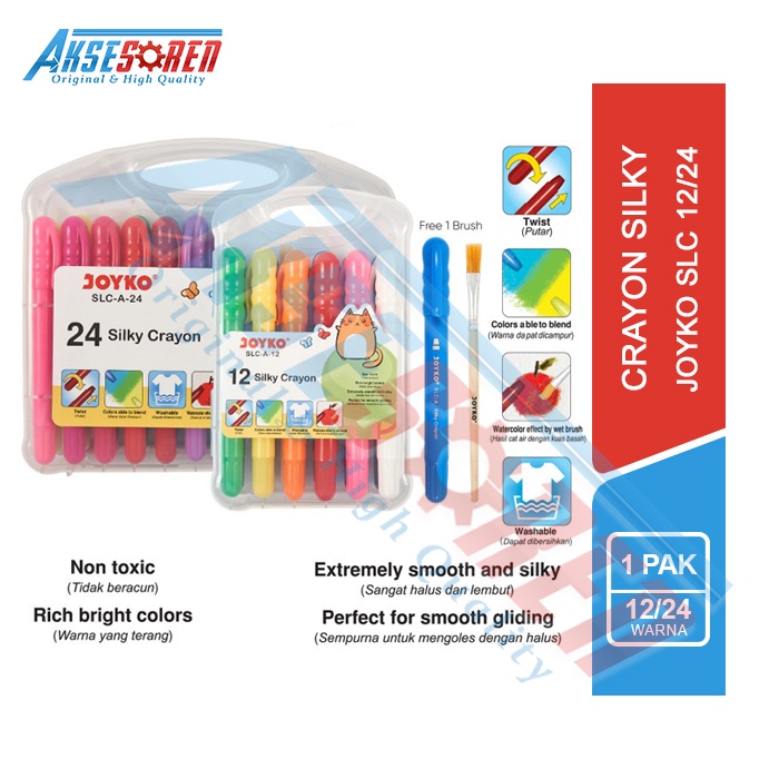 

Crayon Putar Silky Joyko [SLC-A-12/12 Warna] / Pensil Krayon Putar / Pinsil Warna Kerayon Lengkap