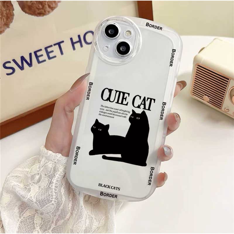 Casing OPPO A57 2022 A15 A16 A16K A54 A53 A12 A5S A7 A3S A31 A52 A83 A92 A37 F9 A1K F1S Motif Kucing Hitam