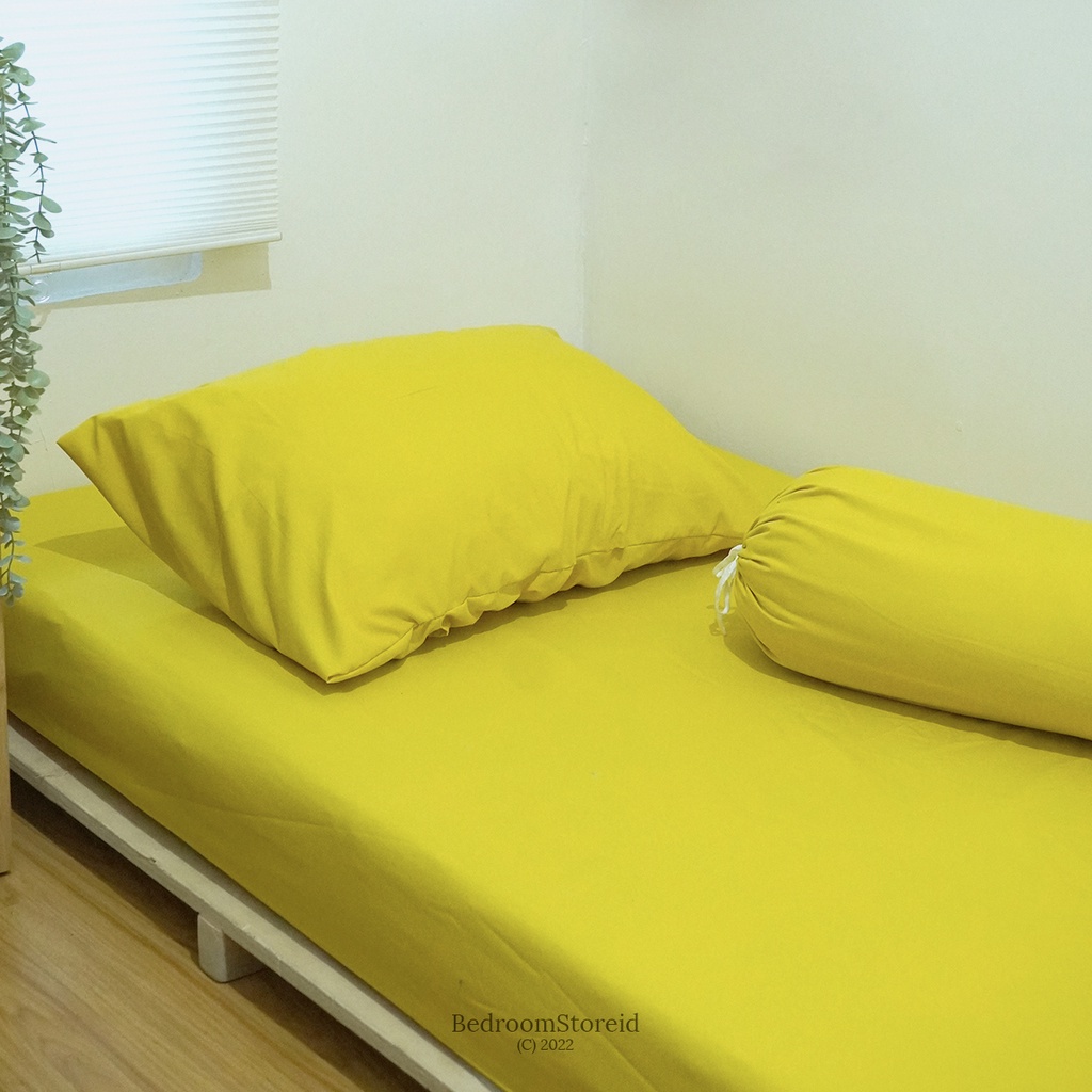 Sprei Aesthetic polos kuning sudah termasuk sarban sargul