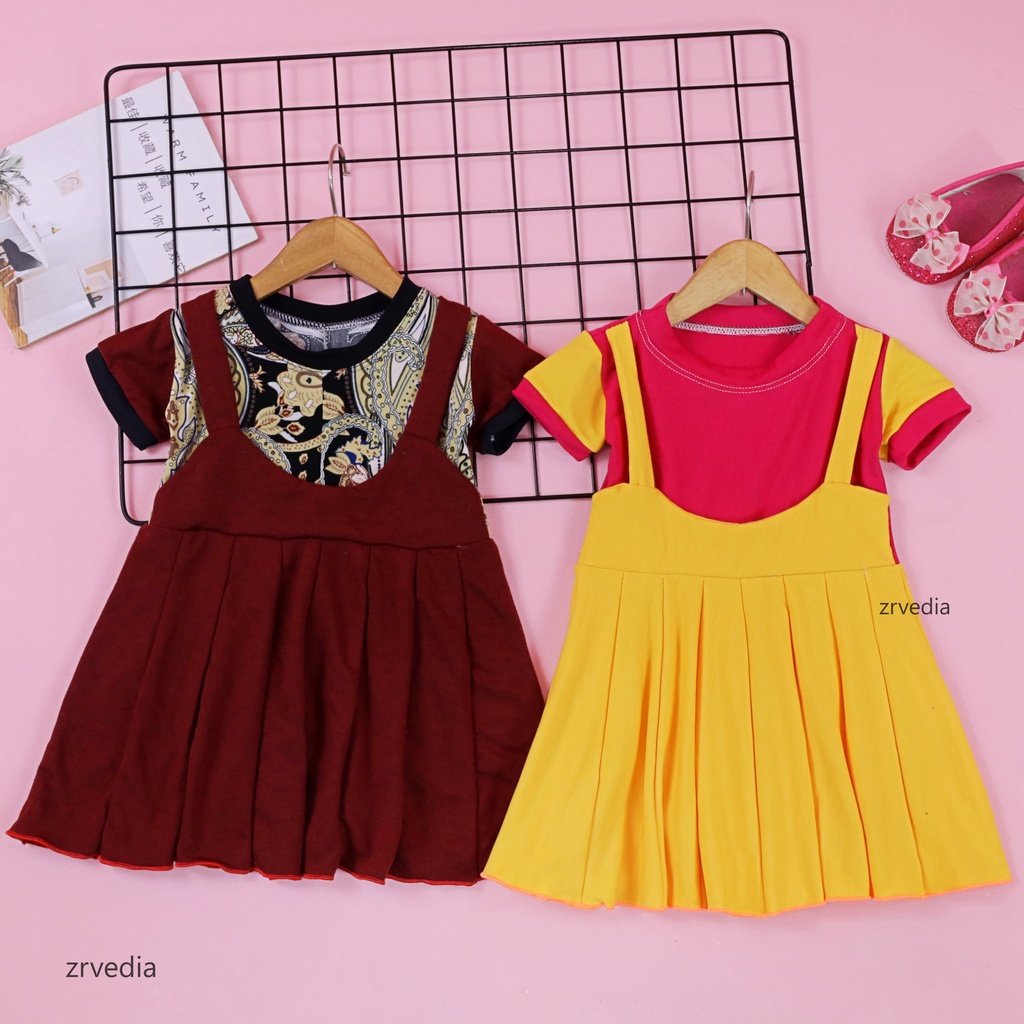 Dress Nagita uk Bayi 3-12 Bulan / Dres Baby Perempuan Baju Anak Murah Lengan Pendek Motif Adem