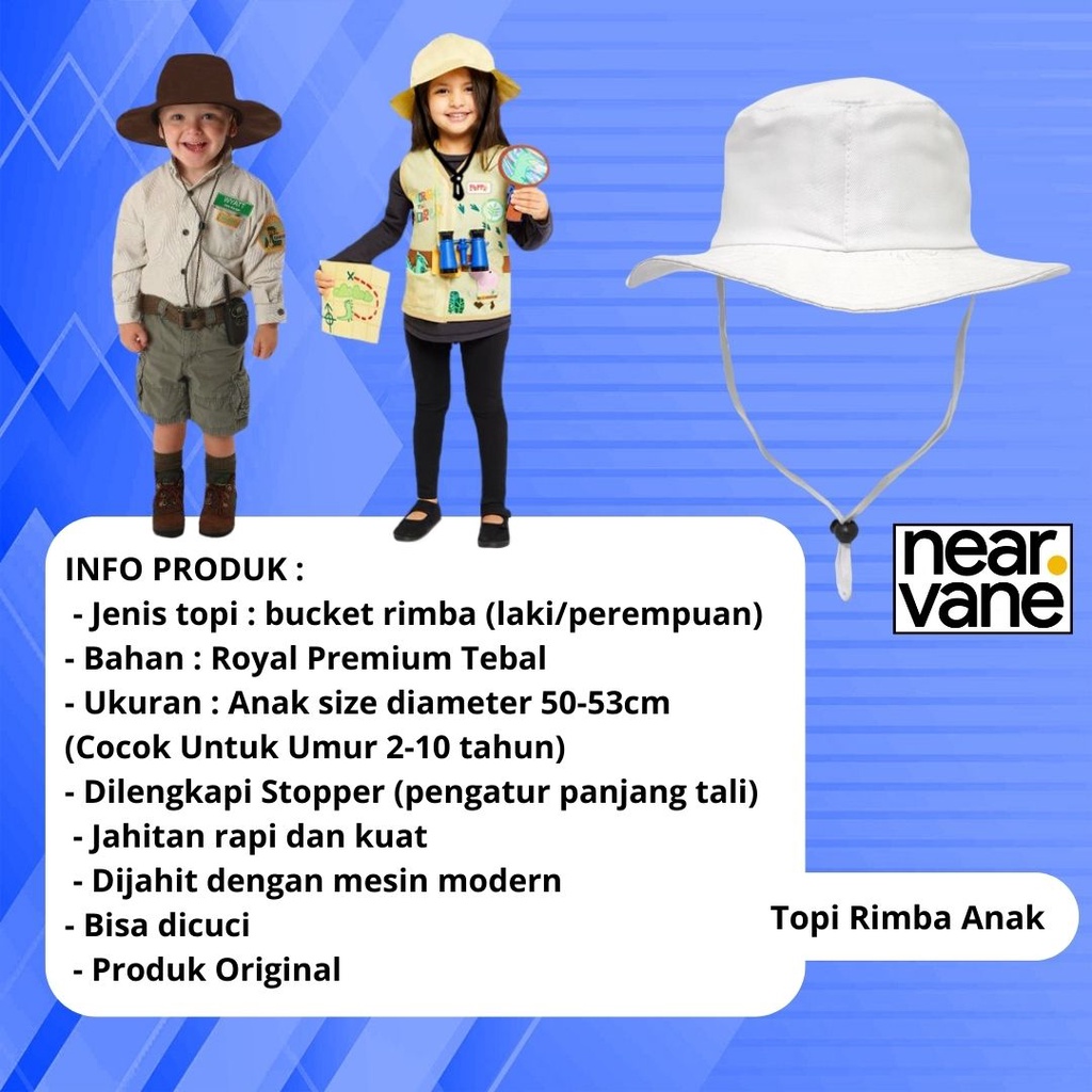 Topi Rimba Hat Tali Safari Adventure Bucket Hat Anak Laki Laki Perempuan Lucu Umur Usia 1 2 3 4 5 6 7 8 9 10 Tahun Outdoor Cowok Cewek