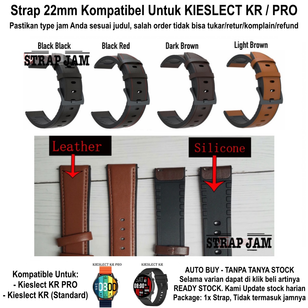 Hybrid Leather Strap 22mm Kieslect KR Pro - Tali Jam Tangan Rubber Kulit