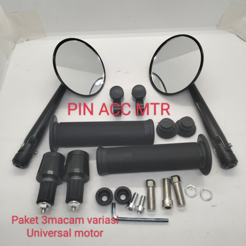 paket 3macam variasi sp bulat jokowy+grip domino hitam+Jalu stang hitam PNP universal motor