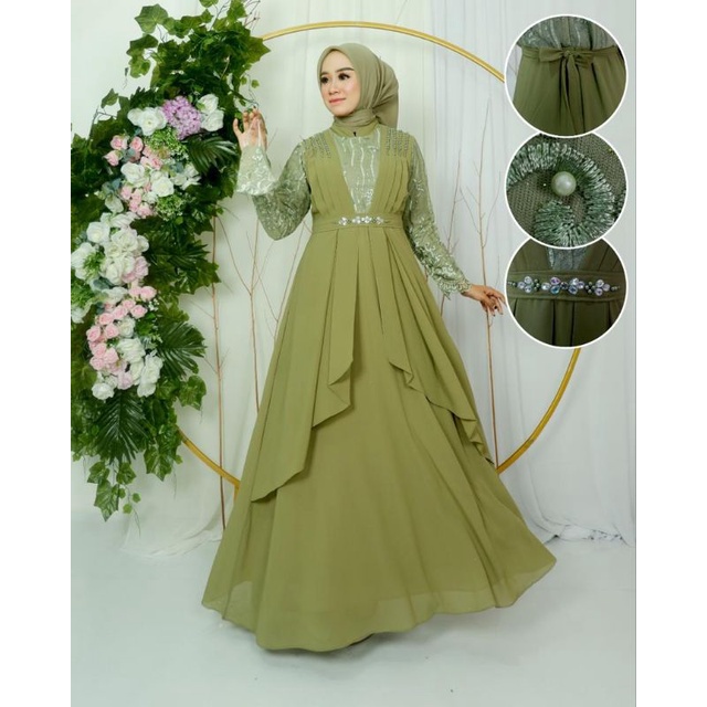 Dress Pesta Mewah / Gamis Tile Jelita / Dress Seruty / Gamis Payet / Gamis / Gamis Kondangan / Gamis Tile / Dress Kondangan / Gamis Modern / Gamis Brokat / Gamis Wisuda / Gamis Kebaya / Gamis Mutiara / Dress