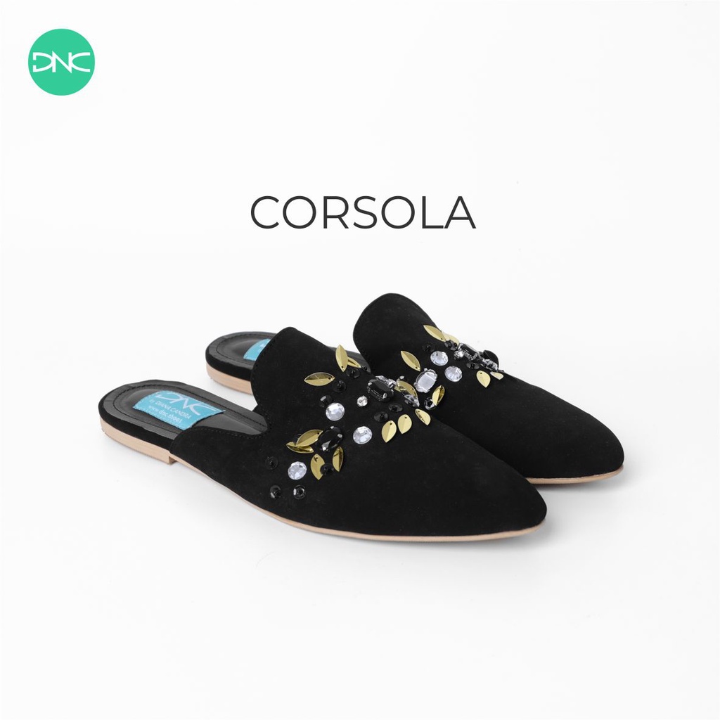 Sendal Flat Wanita Nyaman Ringan Original - DNC Shoes Corsola Black