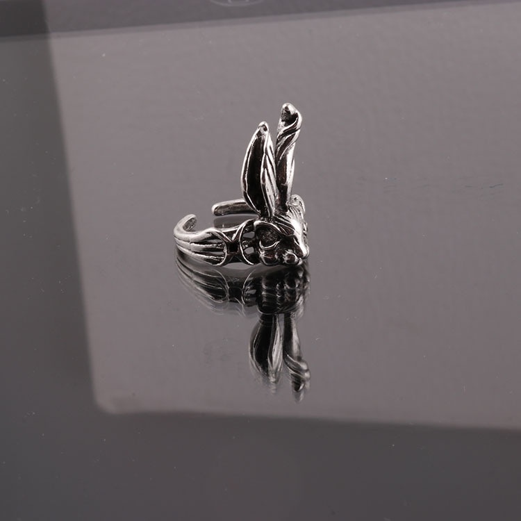 Cincin Model Terbuka Desain Telinga Kelinci Putih Gaya vintage Korea adjustable Untuk Wanita