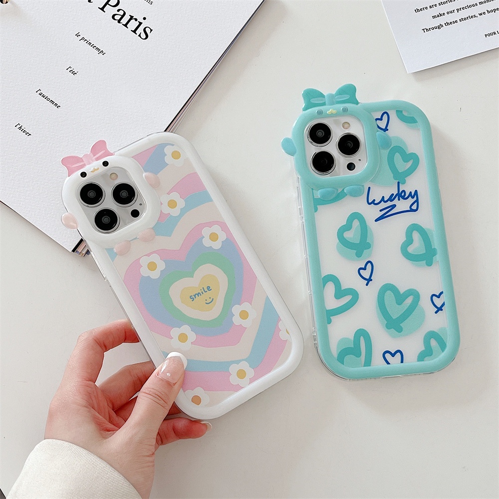 Soft Case Silikon Transparan Motif Hati Untuk iPhone 11 12 13 14 Pro Max 6s 6 Plus 7 8 Plus XR X XS Max SE 2020 2022 14 Plus